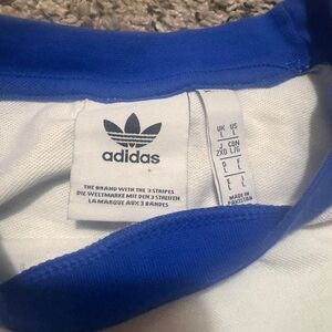 adidas White Long Sleeve Shirt with Blue Trim